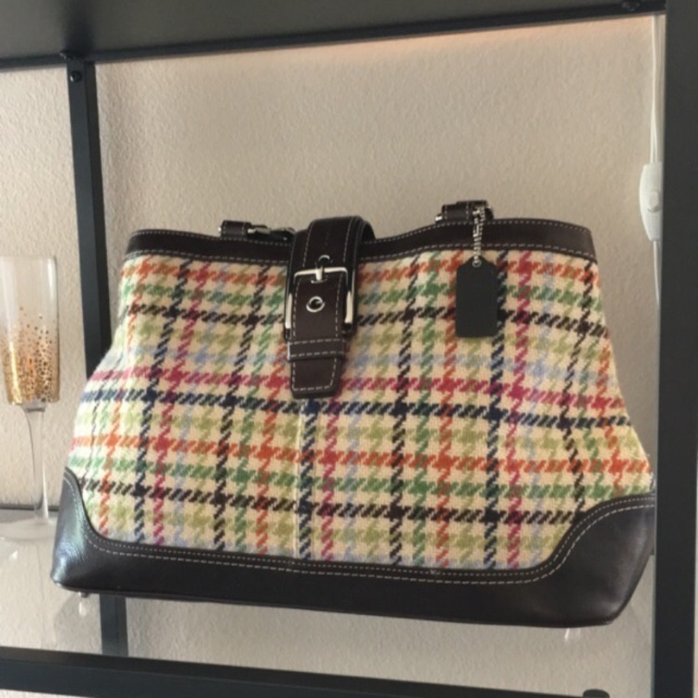 Coach Tattersall Multi Color Leather Purse